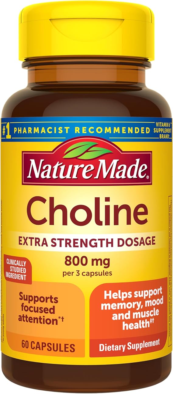 Nature Made Extra Strength Dosage Choline Supplements, 60 Capsules