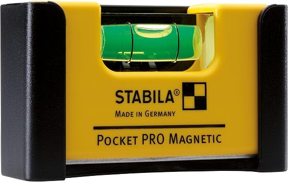 STABILA Pocket PRO Magnetic Mini Spirit Level with Belt Clip 7 cm Strong Rare Earth Magnet 1 Horizontal Level Made in Germany