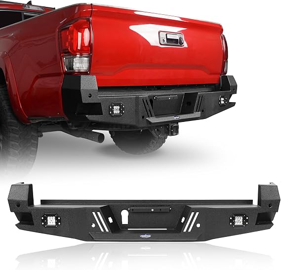 u-Box 2022 Tacoma Rear Bumper Compatible with Toyota 2016-2023 3rd Gen Tacoma Pickup Truck Steel Step Bumper w/LED Floodlights