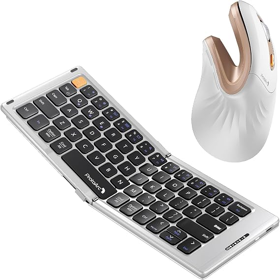 ProtoArc EM11 NL Ergonomic Mouse Pair with XK04 Foldable Compact Keyboard