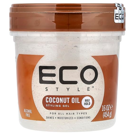 Ecoco Eco Style Gel - Coconut Oil - Adds Luster And Moisturizes Hair - Weightless Styling And Superior Hold - Prevents Breakage And Split Ends - Promotes Scalp Health - For All Hair Types - 16 Oz