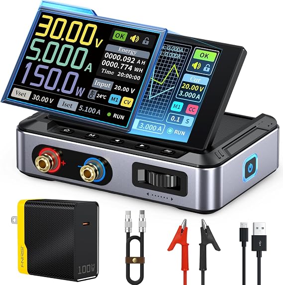 FNIRSI DPS-150 DC Power Supply Variable 30V 5A, 4-Digit IPS Flip Display
