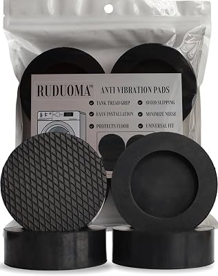 RUDUOMA Anti Vibration Pads for Washing Machine,Universal Washer Dryer Support Foot Pads,4 Pcs,Stops Moving Walking,Noise Cancellation,Rubber Anti Slip Muffling Mat,Washer Feet Stabilizer