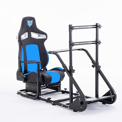 Runboll Racing Simulator Cockpit with Monitor Mount Fits for Logitech G923/G29/G920, Fanatec, Thrustmaster, and PXN, Adjustable Driving Simulators Without Handbrake, Pedals, Shift and Monitor