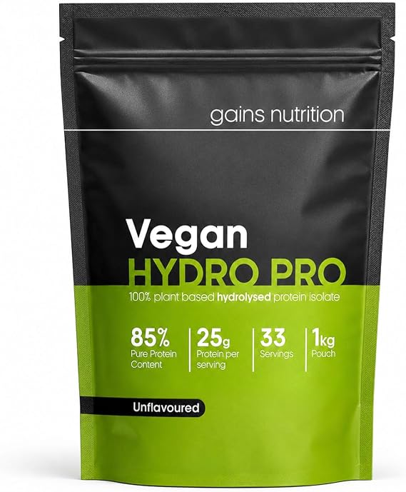 GN Vegan Hydro Pro Hydrolysed Protein Powder | 1kg Unflavoured Pea - Hydrolysed Plant Based Protein-Powder | 25g per Serving | Pea-Protein Isolate | Non-GMO & Unsweetened
