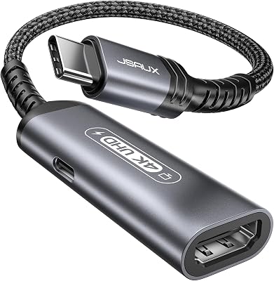 JSAUX USB C to HDMI and Charger Adapter | 4K@60Hz 2-IN-1 Type C to HDMI Adapter with PD Fast 100W Compatible with Thunderbolt 34, iPhone 16 Pro Max MacBook ProAir iPad Galaxy S24 Steam Deck ROG Ally