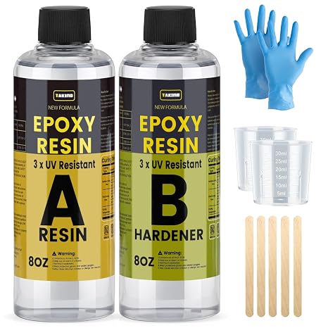TAKIMO 16OZ 3X UV Resistant Crystal Clear Epoxy Resin Kit, 1:1 High Gloss