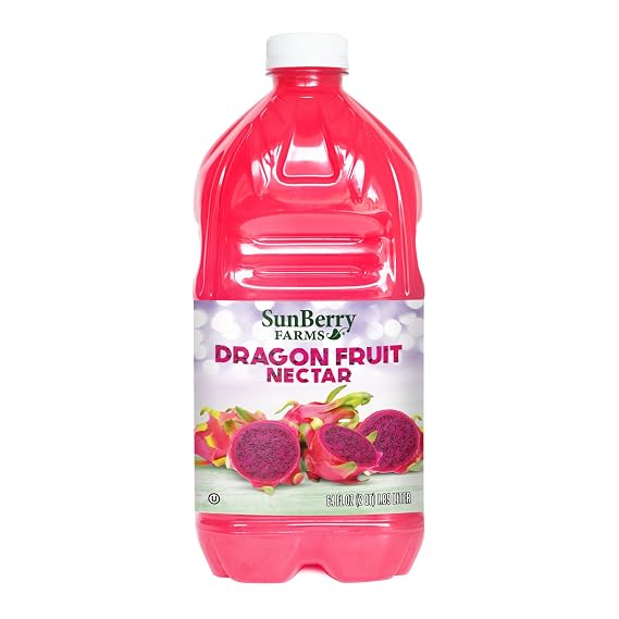 Sunberry Farms Dragon Fruit Nectar 64 fl oz | Exotic Tropical Juice Nectar Made with Real Fruit | No Artificial Flavors or Colors | Refreshing Drink | 1.89 L Family Size Bottle