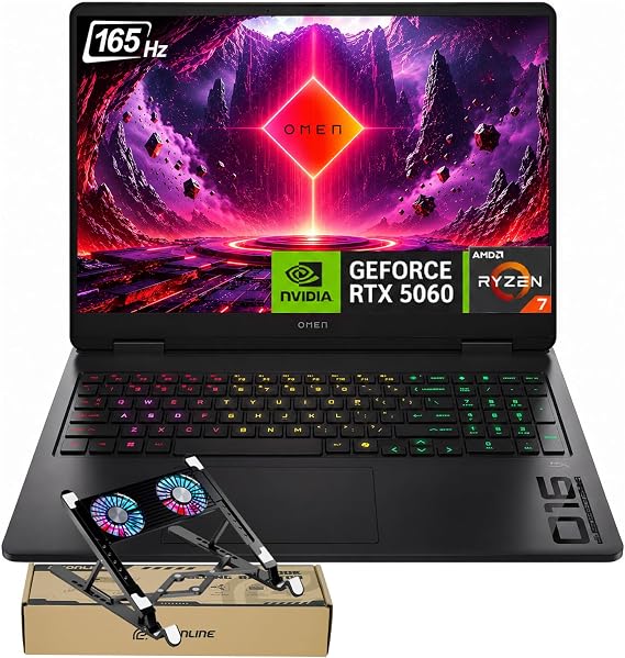HP Omen 16 16" AMD Ryzen AI 7 350 RTX 5060 Gaming Laptop, 16GB DDR5 1TB SSD