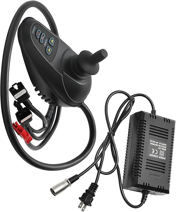24V 45A Wheelchair Joystick Controller, Electric Wheelchair Power Controller with Brake Function & Charging Accessory for Mobility Scooters, Brushed DC Motor, Easy Installation
