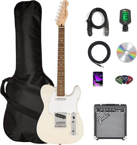 Fender Affinity Series Telecaster - Olympic White Bundle with Frontman 10G Amplifier, Gig Bag, Tuner, Instrument Cable, Strap, Picks, and Austin Bazaar Instructional DVD