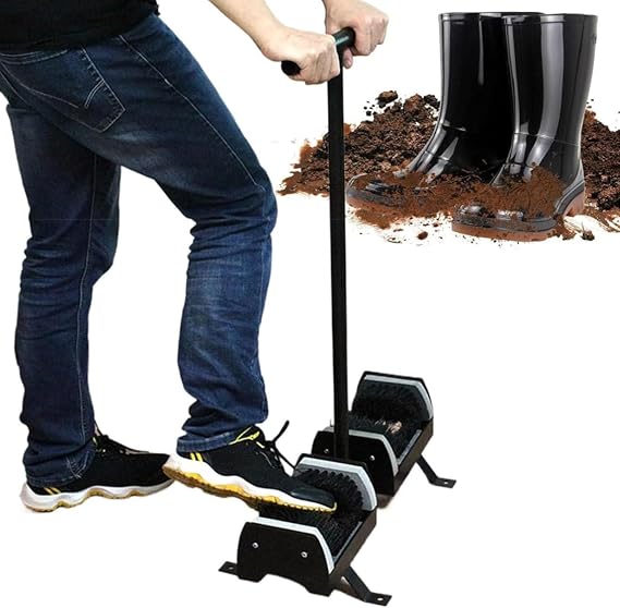 Boot Scraper Brush, Double Sided Outdoor Shoe Scrubber Cleaner Brush with Handle, Boot and Shoe Cleaner, Perfect Shoe Cleaner Brush