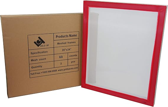 20 x 24 Inch Pre-Stretched Aluminum Silk Screen Printing Frames with 60 White Mesh (2 Pack Screens)