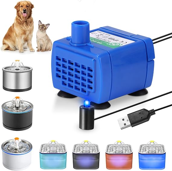 Cat Water Fountain Pump with LED Light, Low Energy Consumption Ultra Quiet