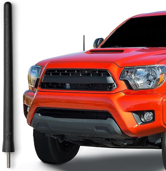 Short Rubber 6 3/4 Inch Antenna for Toyota Tacoma (1995-2015) - USA Stainless Steel Threading, Car Wash Proof, Easy Installation, Enhanced Radio Reception with Internal Copper Coil