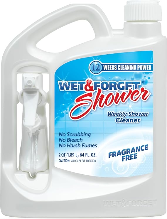Wet & Forget Shower Cleaner Spray, No Scrub, Fragrance Free, 64 Fl Oz | No-scrub, no rinse, bleach-free, weekly shower cleaner. Cleans & prevents soap scum & grime; for glass, tile, grout & more