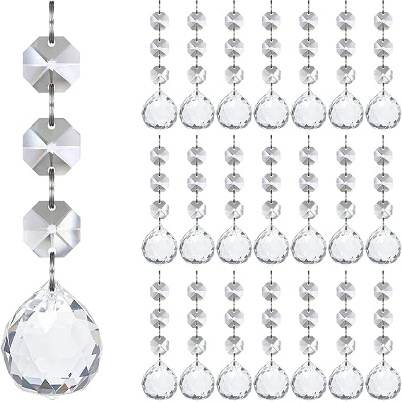 Jishi 30pk Christmas Crystal Ball Prism Ornaments for Christmas Tree Decorations, Hanging Clear Plastic Acrylic Christmas Ornaments Balls Pendant Suncatcher Rainbow Maker for Windows Indoor Home Decor