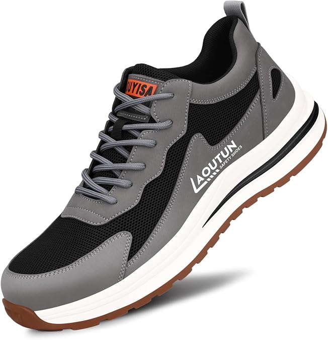 LAoutun Steel Toe Shoes for Men Safety Work Sneakers Lightweight