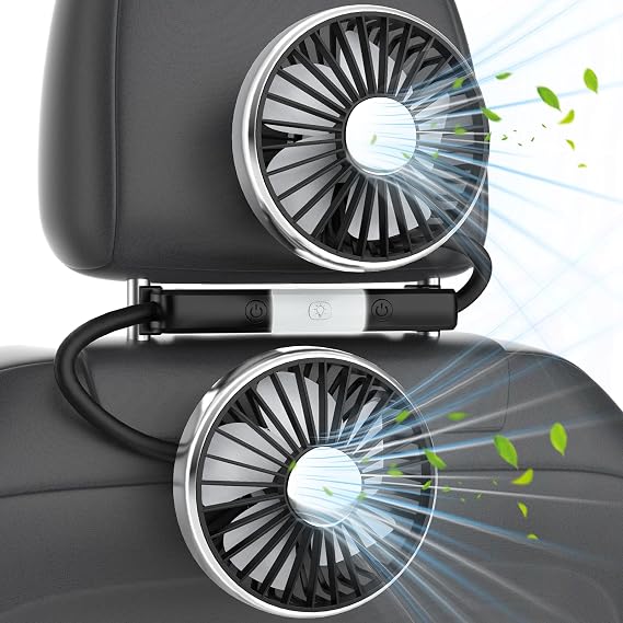Hayousui Dual-Head Backseat Car Fans for Kids/Baby,360Rotatable Hose