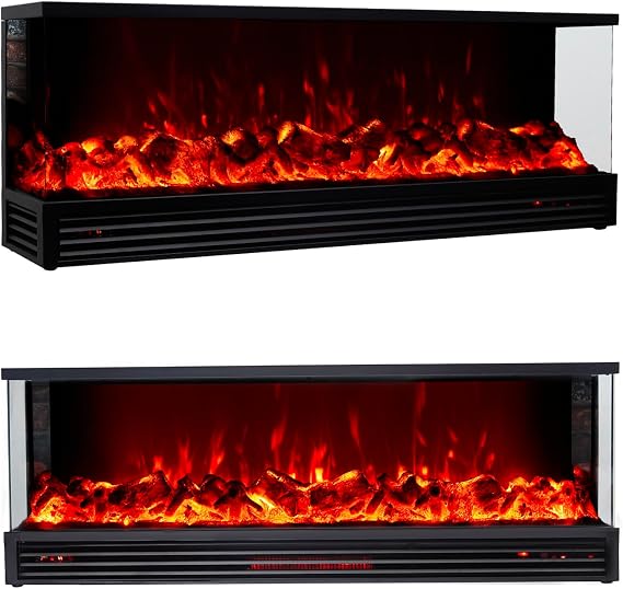 70 Inch Smart 1-2-3 Sided Electric Fireplace Inserts - Built-in - App/Remote Control - 750W/1500W Heating - 16 Realistic Flames - Wood Burning Sound - 10H Timer