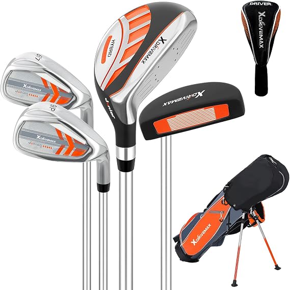 XDriveMax Junior Golf Club Set for Kids Ages 4-12, 5-6 Piece Right Hand Set with Stand Bag