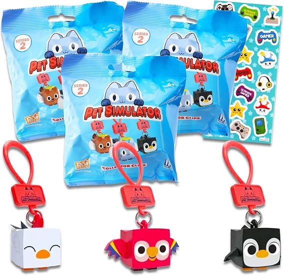 Pet Simulator X Mini Figures Blind Bags Set - 3 Pack Pet Simulator X Mystery Blind Bags Toys Bundles Includes Random Collectible Pets from Series 2 with a Chance of DLC Codes | Party Favors, Supplies