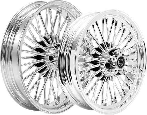 TOFR 18x3.5 16x3.5 Chrome Fat Spoke Wheels For Harley Touring Baggers 84-08