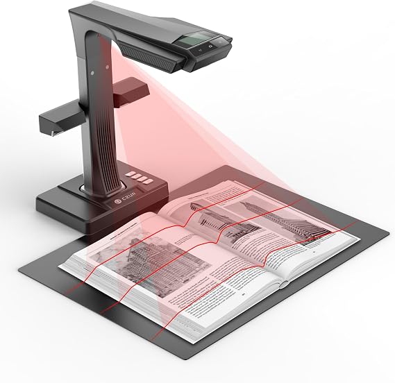 CZUR ET24 Pro A3 Book Scanner 24MP Scanner with HDMI A3 Scanner with Laser Flattening Technology OCR 180+ Language Document Scanner Visualizer for Windows macOS and Linux