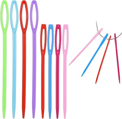 Ymapinc 100Pcs 2.763.54inch Large Eye Plastic Sewing Needles, Safety Colorful Safety Lacing Needles for Crochet Sewing, Tapestry Needle for Yarn, Darning Handmade DIY Crafts Weaving Tools