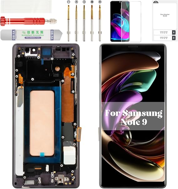 TFT for Samsung Note 9 Screen Replacement for Samsung Galaxy Note 9 LCD Digitizer Screen Replacement for Samsung Note 9 Display Touch Assembly with Frame SM-N960 Black