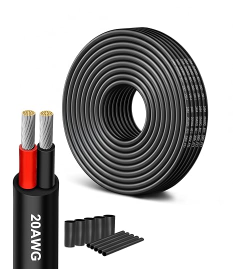 XINWANG UL2464 20 AWG 2 Core Low Voltage Cable, Red/Black, 16.4 ft | Stranded tinned copper with flexible PVC for LED, automotive and 5V/12V/24V low-voltage wiring