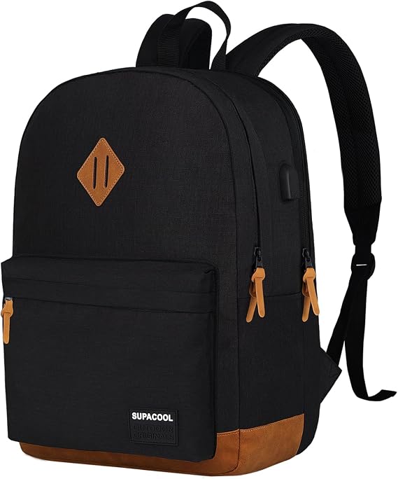 SUPACOOL Large Laptop Backpack with USB Charging Port for Men and Women