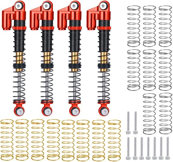 Benedict Harry Metal 53mm Shocks Aluminum Threaded Tele Absorber Damper Upgrades Parts Accessories for Axial SCX24 Bronco Gladiator Deadbolt JLU C10(Red)