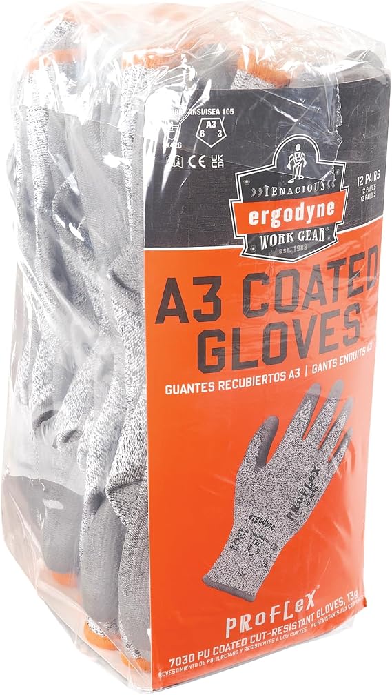 Ergodyne Unisex Adult Proflex 7030 Pu Coated Cut-resistant Gloves - Ansi/Isea 105-2016 A3, En 388: 4x42c, 13g