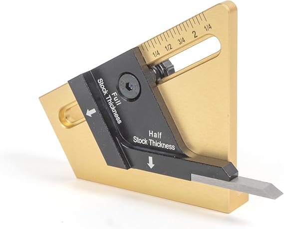 HALFSET PRO Precision Center Gauge Instantly Find Exact Half Thickness of Wood Stock, Set Table Saw Blade, Dado & Router Bit Height Accurately No Math, No Measuring Woodworking Tool