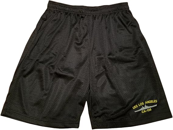 Military USS Los Angeles CA-135 Ship Athlentic Jersey Mesh Basketball Shorts Black