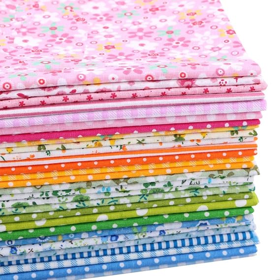 BYY 28pcs 9.8"x 9.8" (25cm x 25cm) Handmade Cotton Fabric 100% Floral Printed Sewing Supplies Fabric for Quilting Patchwork,DIY Sewing Stitching
