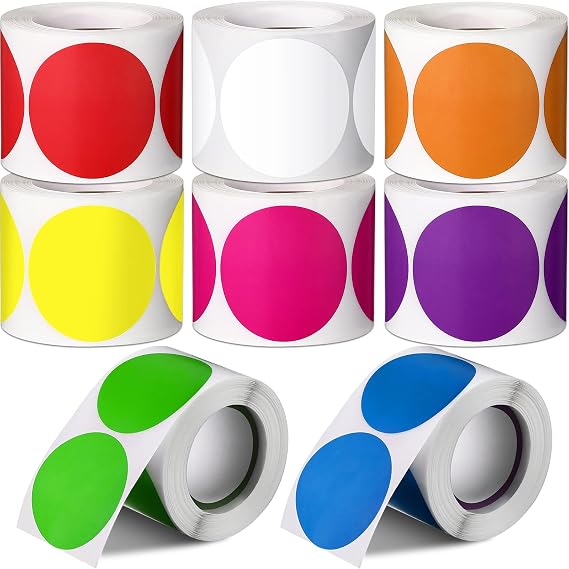Yahenda 2000 Pcs 2 Inch Colored Dot Stickers 8 Colors Circle Coding Labels