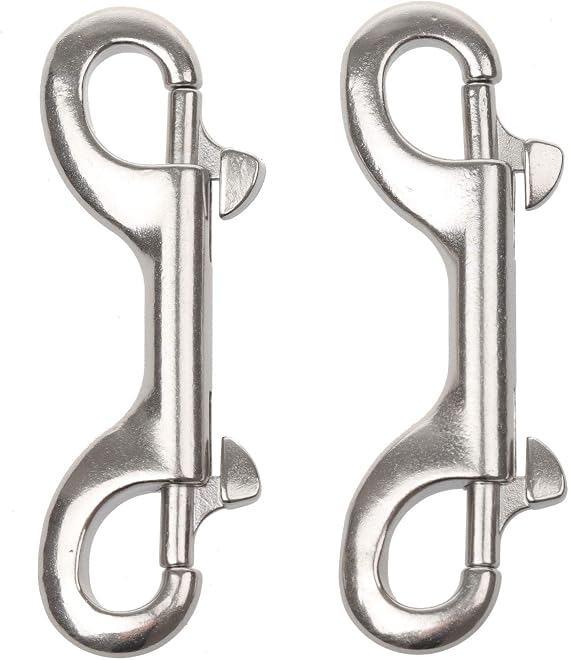 Double Ended Bolt Snap Hooks, 3-1/2 Inch Marine Grade Double End Scuba Diving Clips, 316 Stainless Steel Trigger Chain Clip, for Water Bucket Pet Feed Bucket Agricultural Equine Dog Leash, 2Packs