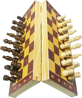 11.8 Magnetic Wooden Folding Chess Set, Game Board Interior for Storage for Adults Beginner Chess Board