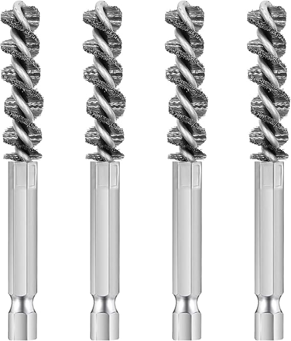 4 Pcs Golf Clubs Head Hosel Brush, Golf Club Brush, Golf Stainless Steel Hosel Wire Brush Electric Drill Cleaning Wire Brush Tool, Hex Shank Handle Electric Drill Wire Brush for Wood and Iron, Sliver