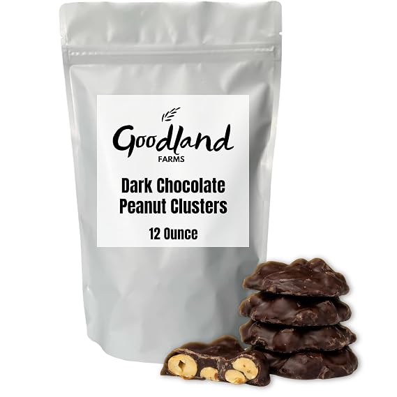 Goodland Farms Dark Chocolate Peanut Clusters | 12 Ounce Bag | Fresh Roasted Peanuts Coated in Rich Smooth Dark Chocolate