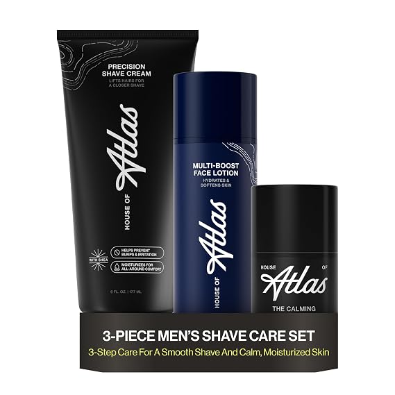 Before & After Bundle For Men, 3 Piece Shave Set | Men's Shave Care Set|Includes Shaving Cream, Alcohol Free Aftershave & Face Moisturizer|Sensitive Skin|Smooth Close Shave