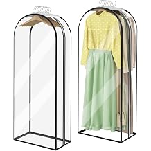 Garment Bags for Hanging Clothes 60” Long, Ultra Clear Suit Bags for Closet Storage, Moving Organization, Travel Covers with 10" Gussets for Coat, Dress, Shirt and Sweater - 2 PCS