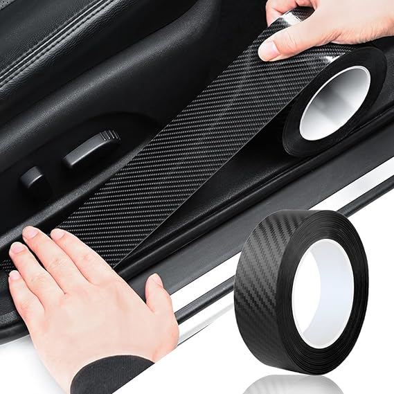 Car Door Edge Trim,Universal Door Sill Protector,Carbon Fiber Front/Rear Bumper Guard,Automotive Scratch Cover Strip Sticker,Car Exterior Accessories for Most Cars(1.97" x33FT,Carbon Fiber)