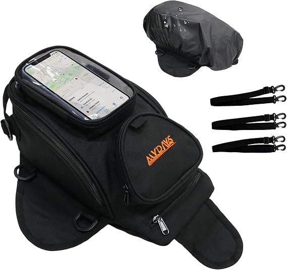 Magnetic Motorcycle Tank Bag,Heavy Duty Black Gas Tank Pouch,Oxford Saddle Motorbike Bag