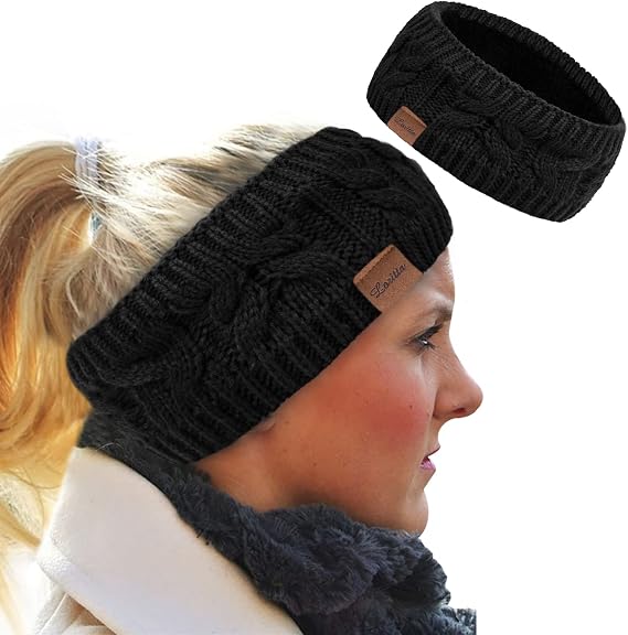 Loritta Winter Headbands for Women, Fleece Lined Ear Warmers Gifts