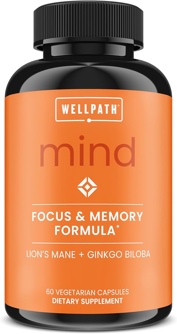 WellPath Mind Brain Supplement for Memory and Focus with Lion's Mane, 60 Ct