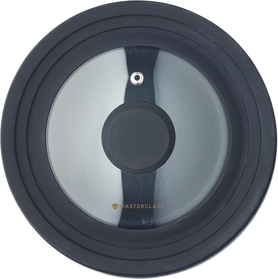 MasterClass 3in1 Lid, Saucepan Lid, Glass and Heat-Resistant Silicone, 16 cm/18 cm/20 cm, Black