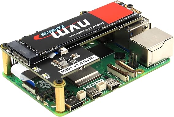 Geekworm M901 PCIe to M.2 HAT Key-M NVMe SSD PIP Board for Raspberry Pi 5